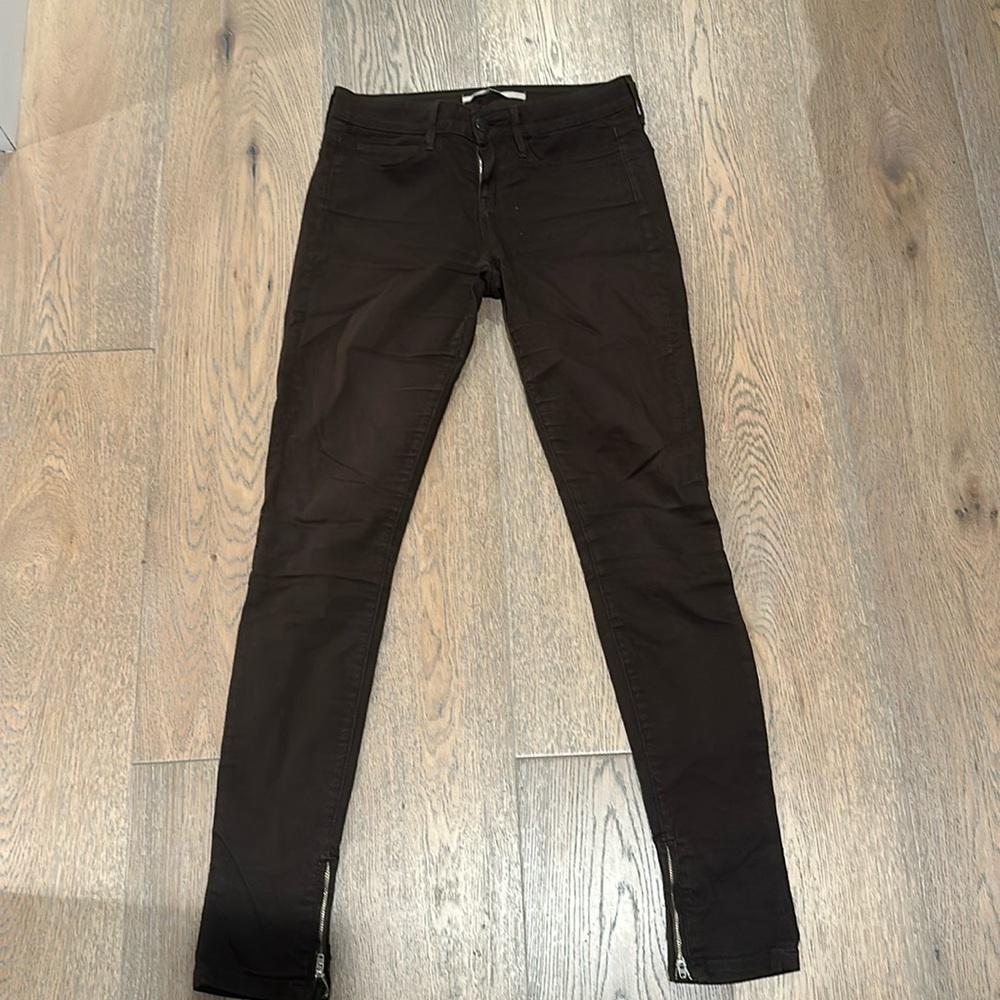 Vince skinny olive jeans with ankle zippers